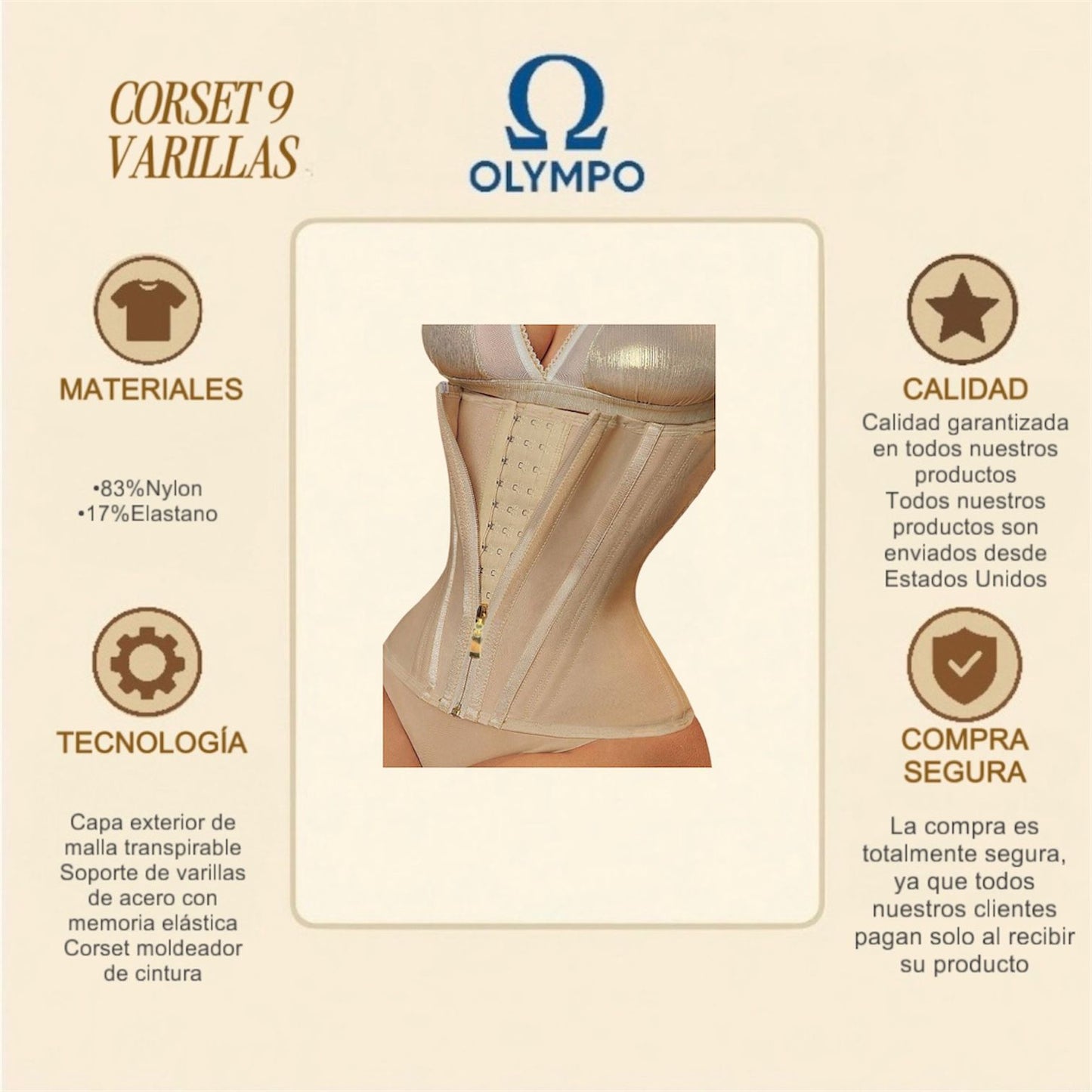 Corset 9 Varillas Color Beige